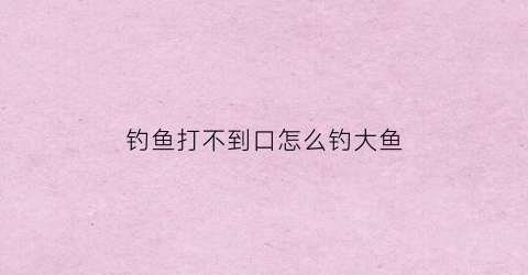 “钓鱼打不到口怎么钓大鱼(钓鱼给口但打不到)