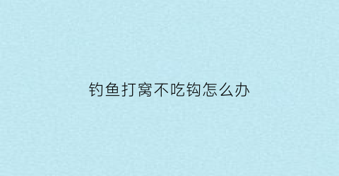 “钓鱼打窝不吃钩怎么办(打窝钓不到鱼不打反而有鱼)