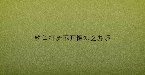 钓鱼打窝不开饵怎么办呢(春节野钓打窝后鱼不开口是怎么回事)