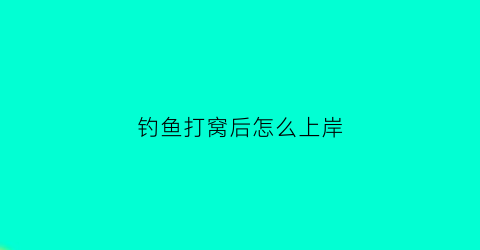 “钓鱼打窝后怎么上岸(钓鱼打窝后怎么上岸的)