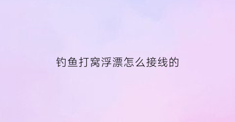 钓鱼打窝浮漂怎么接线的