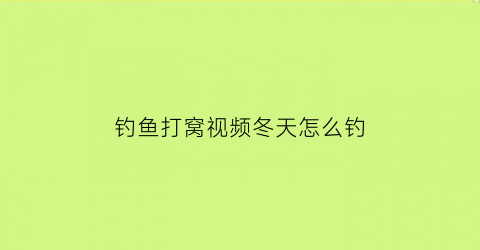 钓鱼打窝视频冬天怎么钓(冬季野钓打窝)