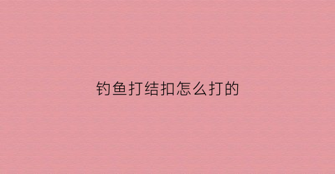 钓鱼打结扣怎么打的(钓鱼如何打结扣图解)