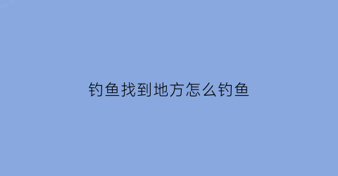 钓鱼找到地方怎么钓鱼(钓鱼找到底后下一步怎么办)