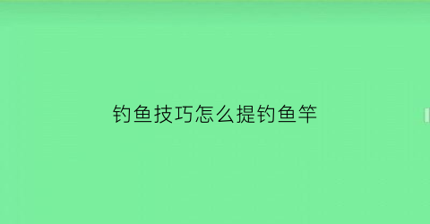 钓鱼技巧怎么提钓鱼竿(钓鱼应该怎么提竿)