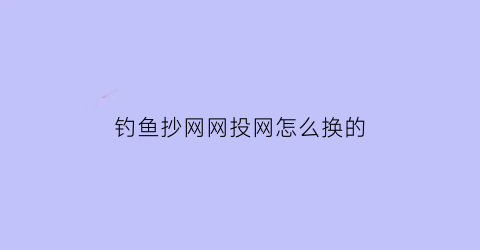 钓鱼抄网网投网怎么换的(钓鱼用的抄网多少钱一个)