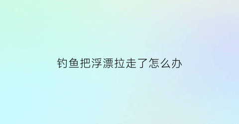 钓鱼把浮漂拉走了怎么办(钓鱼把浮漂拉走了怎么办视频)