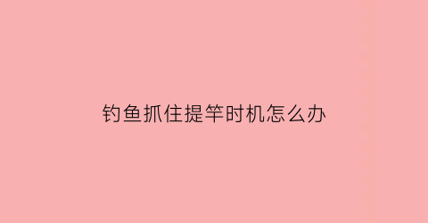 钓鱼抓住提竿时机怎么办(高手钓鱼提竿时机技巧)