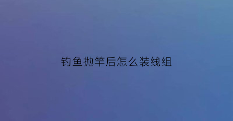 “钓鱼抛竿后怎么装线组(钓鱼抛竿后怎么装线组图解)