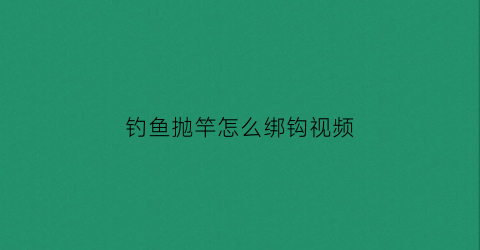 钓鱼抛竿怎么绑钩视频(钓鱼抛竿怎么绑钩视频教程)