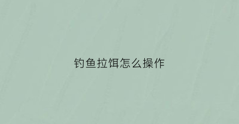 钓鱼拉饵怎么操作(钓鱼拉饵的制作方法)