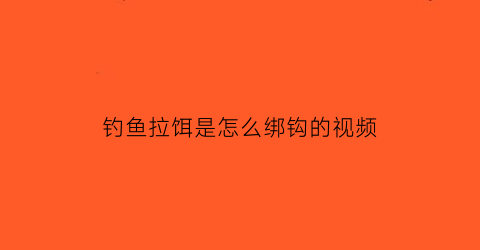 钓鱼拉饵是怎么绑钩的视频(钓鱼拉饵的手法视频讲解)