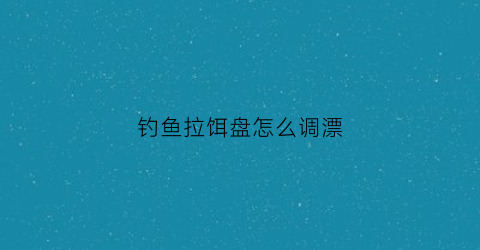 钓鱼拉饵盘怎么调漂(如何使用拉饵盘)