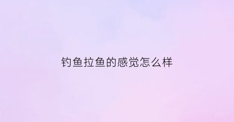 钓鱼拉鱼的感觉怎么样(钓鱼拉鱼的感觉怎么样啊)