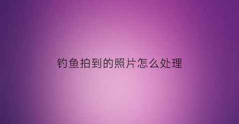 钓鱼拍到的照片怎么处理(钓鱼拍到的照片怎么处理干净)