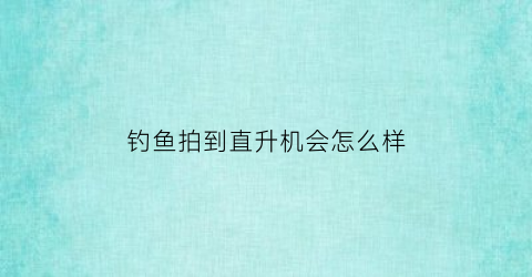钓鱼拍到直升机会怎么样(钓鱼拍到直升机会怎么样吗)