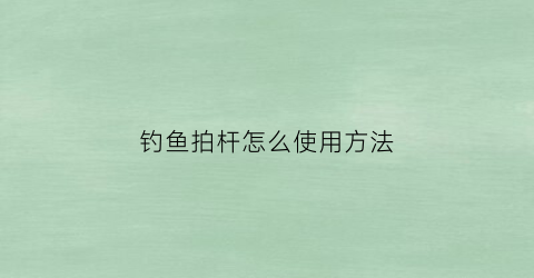 钓鱼拍杆怎么使用方法(拍竿钓鱼)