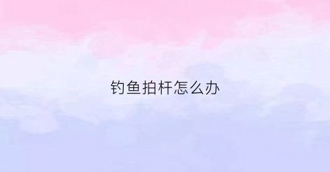 钓鱼拍杆怎么办