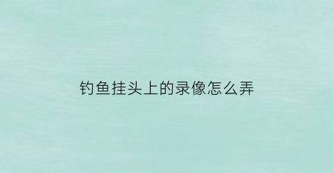 钓鱼挂头上的录像怎么弄(钓鱼摄像头怎么放入窝点)