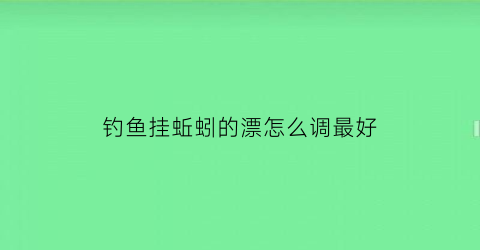 “钓鱼挂蚯蚓的漂怎么调最好(钓鱼挂蚯蚓的漂怎么调最好视频)