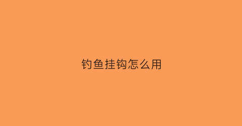钓鱼挂钩怎么用(钓鱼挂钩怎么用视频)