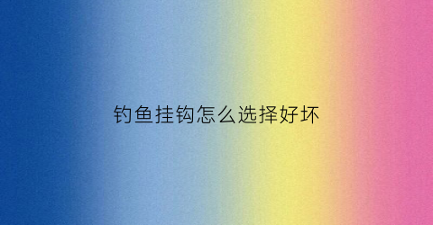 钓鱼挂钩怎么选择好坏(钓鱼挂钩子)