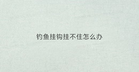 钓鱼挂钩挂不住怎么办(鱼钩挂不住鱼)