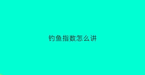 钓鱼指数怎么讲