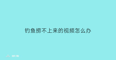 钓鱼捞不上来的视频怎么办(钓鱼没动静怎么办)