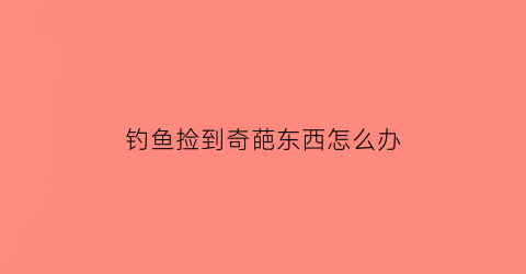 钓鱼捡到奇葩东西怎么办(钓鱼捡到钱)