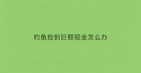 钓鱼捡到巨额现金怎么办(男子钓鱼捡到奇石)
