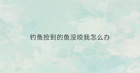 钓鱼捡到的鱼没咬我怎么办(捡到的鱼为什么不能吃)