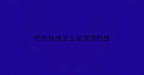 “钓鱼换线怎么穿浮漂的线(怎么换鱼线上插浮漂的座)