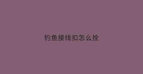 钓鱼接线扣怎么拴