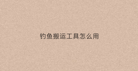 钓鱼搬运工具怎么用(搬鱼钩视频)