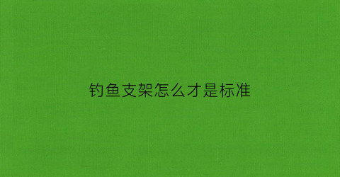 钓鱼支架怎么才是标准(钓鱼支架组装图)