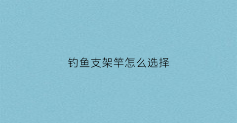 钓鱼支架竿怎么选择(钓鱼支架杆)