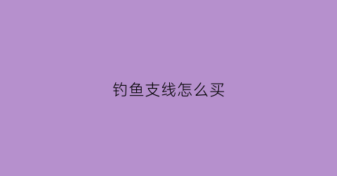 钓鱼支线怎么买