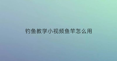钓鱼教学小视频鱼竿怎么用