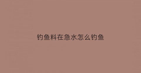 钓鱼料在急水怎么钓鱼(急水能钓鱼吗)