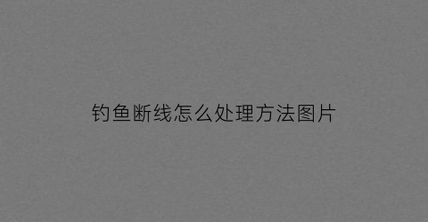 钓鱼断线怎么处理方法图片(钓鱼断线了鱼还会活吗)