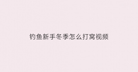 钓鱼新手冬季怎么打窝视频