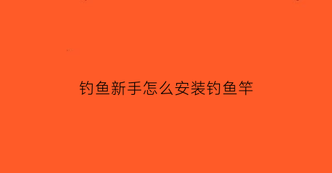 “钓鱼新手怎么安装钓鱼竿(如何安钓鱼竿)