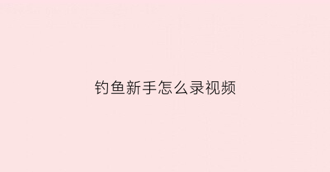 钓鱼新手怎么录视频(钓鱼新手怎么录视频的)