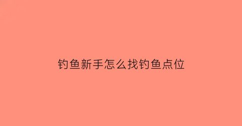 钓鱼新手怎么找钓鱼点位