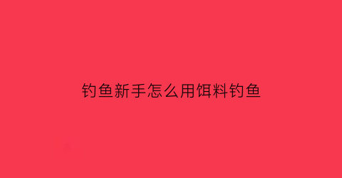 “钓鱼新手怎么用饵料钓鱼(新手钓鱼鱼饵怎么配)