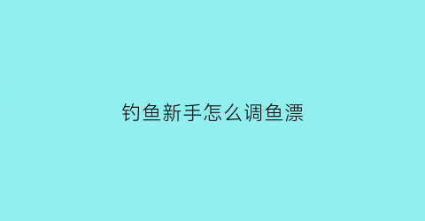 钓鱼新手怎么调鱼漂(新手怎样调钓鱼漂)