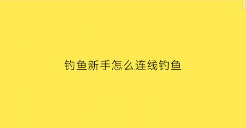 “钓鱼新手怎么连线钓鱼(钓鱼新手怎么连线钓鱼的)