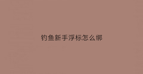 钓鱼新手浮标怎么绑(钓鱼浮标怎样绑)