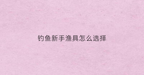 钓鱼新手渔具怎么选择(新手渔具推荐)